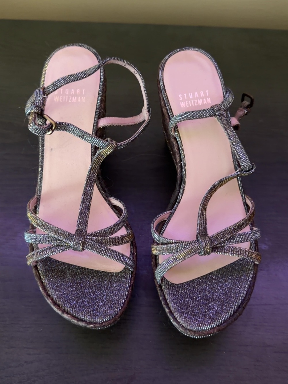 Stuart Weitzman Iridescent Strappy Sandals - Silver